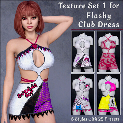 Flashy Club Dress - Texture Set 1 by BadKitty3D