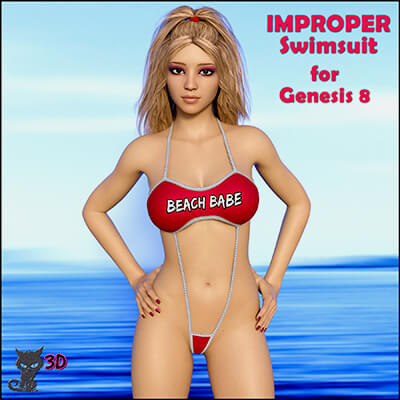 Improper Swimsuit for Genesis 8 Female by BadKitty3D