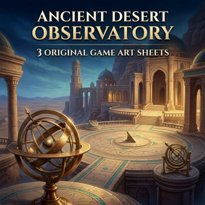 Ancient Desert Observatory 3 Original Game Art Sheets