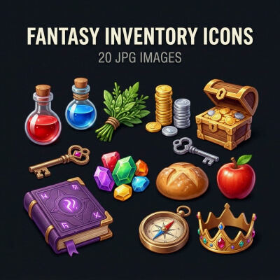 Fantasy Inventory &amp Resource Icons &ndash 20 JPG Images