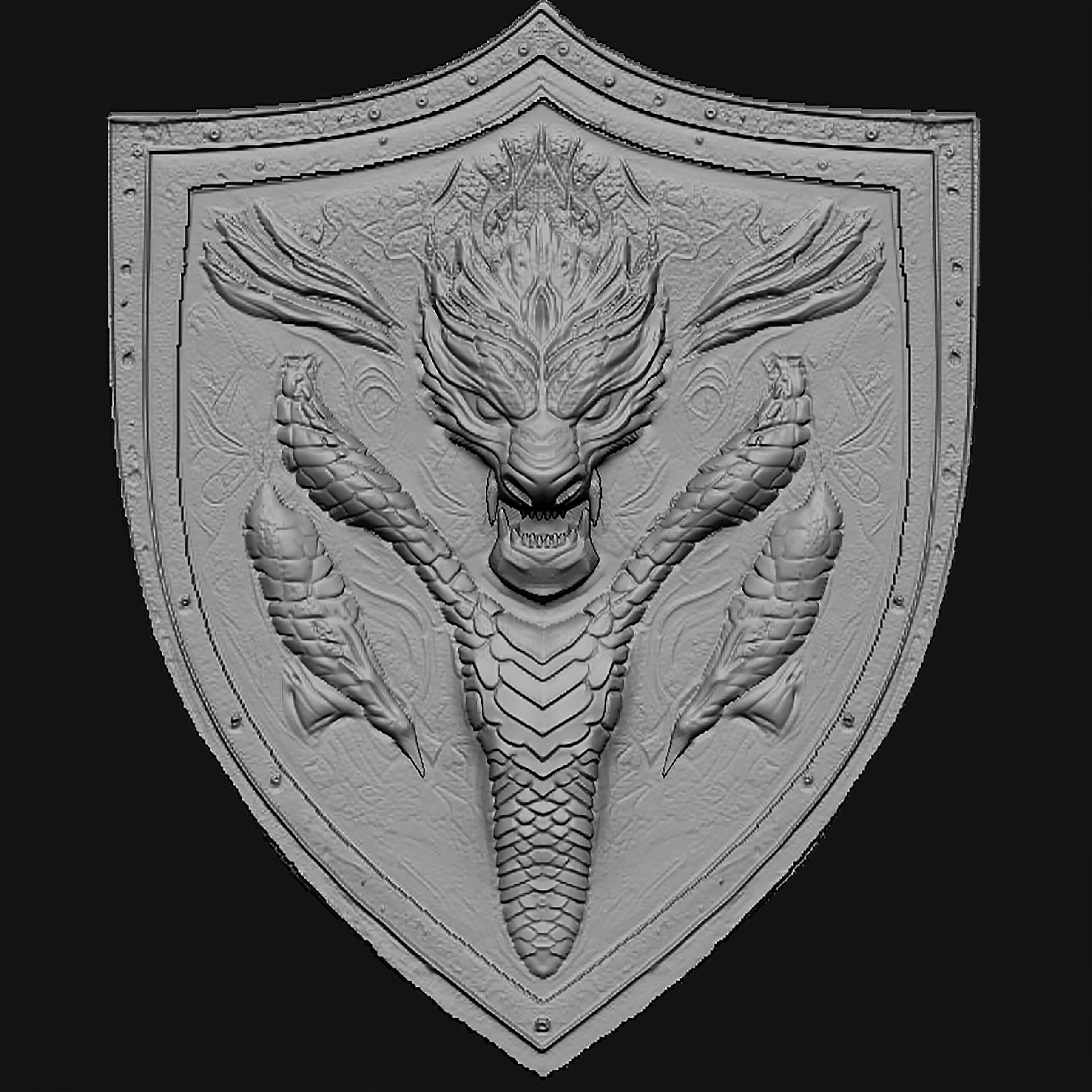 Ornate Dragon Shield - 3D Model by Barbossa