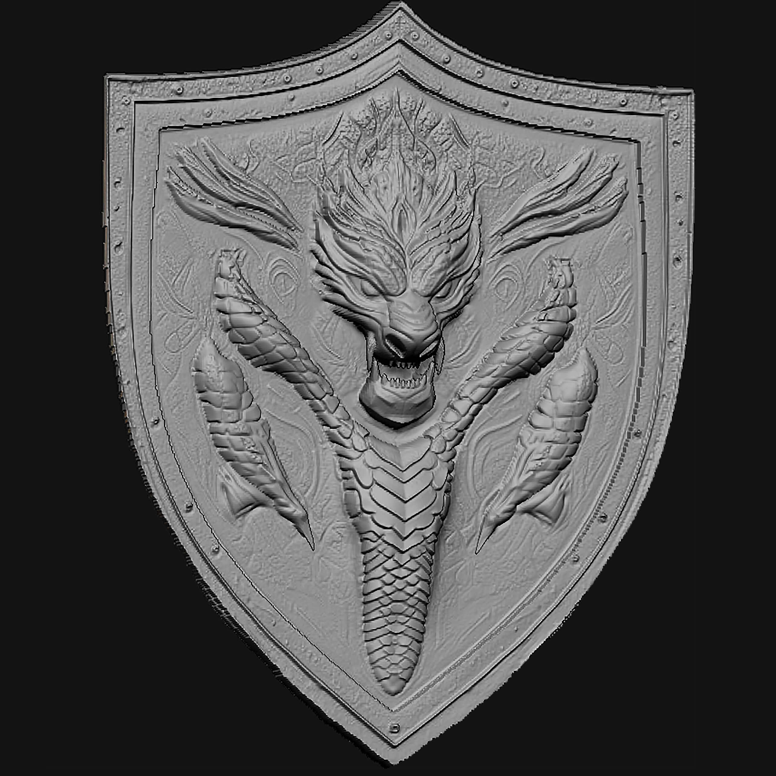 Ornate Dragon Shield - 3D Model by Barbossa