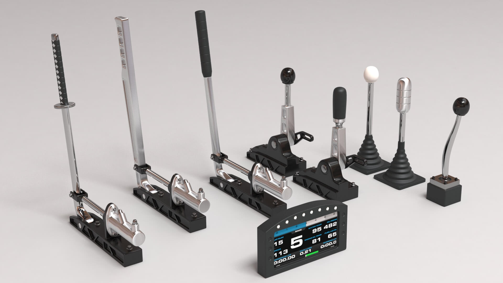 Drift Car Interior Kit 01 Hand Brakes and Gear Knobs 3D Print Model