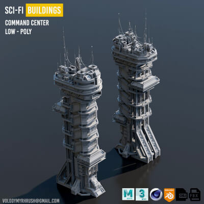 Sci-Fi Building Command Center Skyscraper