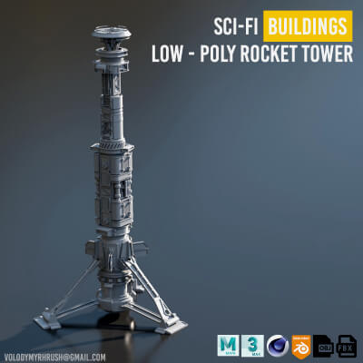 Sci-Fi Buildings Rocket Tower Skyscraper