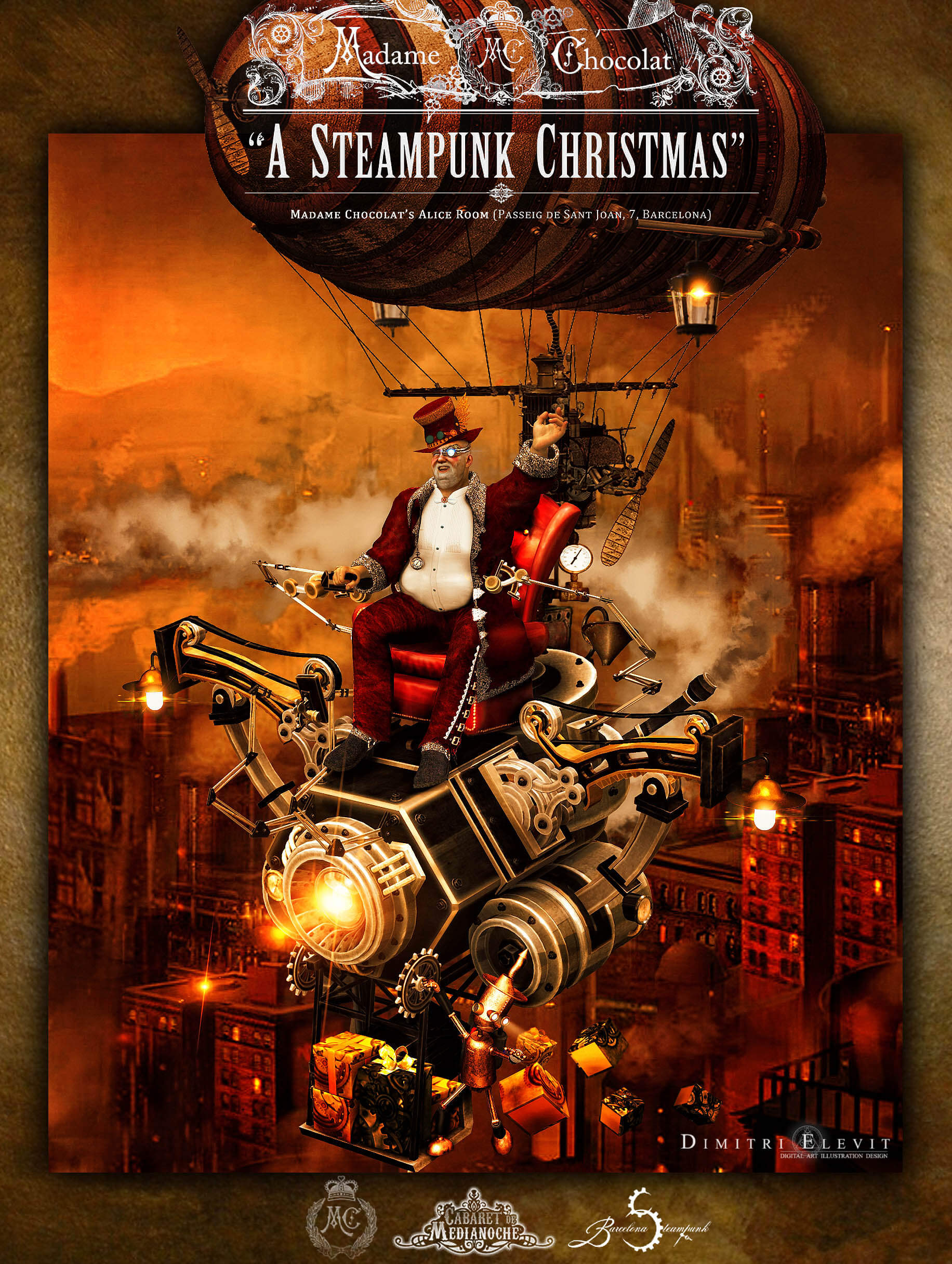 Steampunk Christmas 3D Render, Digital Art by Belmontty