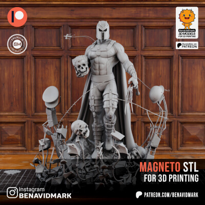 Magneto STL Sculpture for 3d Print