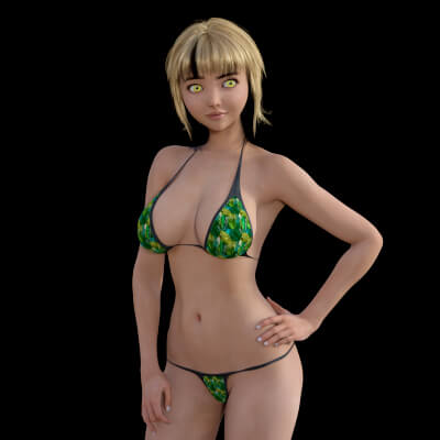 Tropical Green Print Material for Bitty Bit Bikini G9 Updt