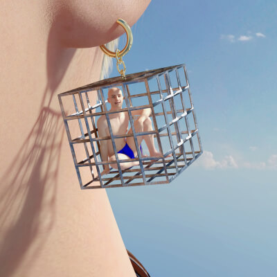 Giantess Cage Earrings for Genesis 8 Female
