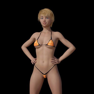 Orange Tropical Material for Bardotkini for Genesis 8 Female