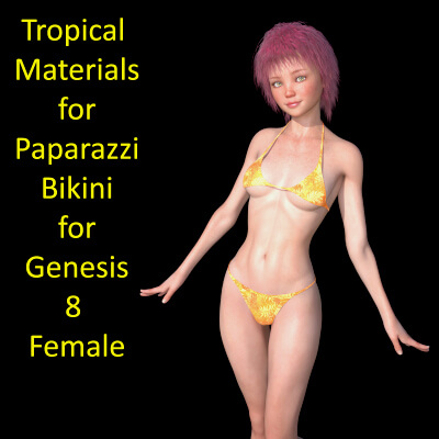 Tropical Materials for Paparazzi Bikini for Genesis 8 Female