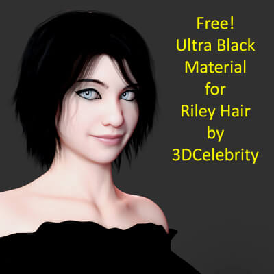 Ultra Black Material for Riley Hair for Genesis 8 Female by bikdingle