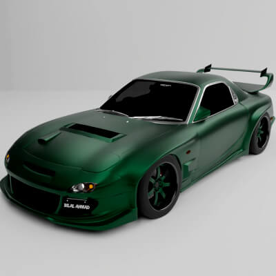 Maxda Rx7 Realista Mazda RX7 With Interior - 3D Model by BILAL AHMAD