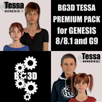 BG3D Tessa Premium Pack for Genesis 8 8.1 and G9