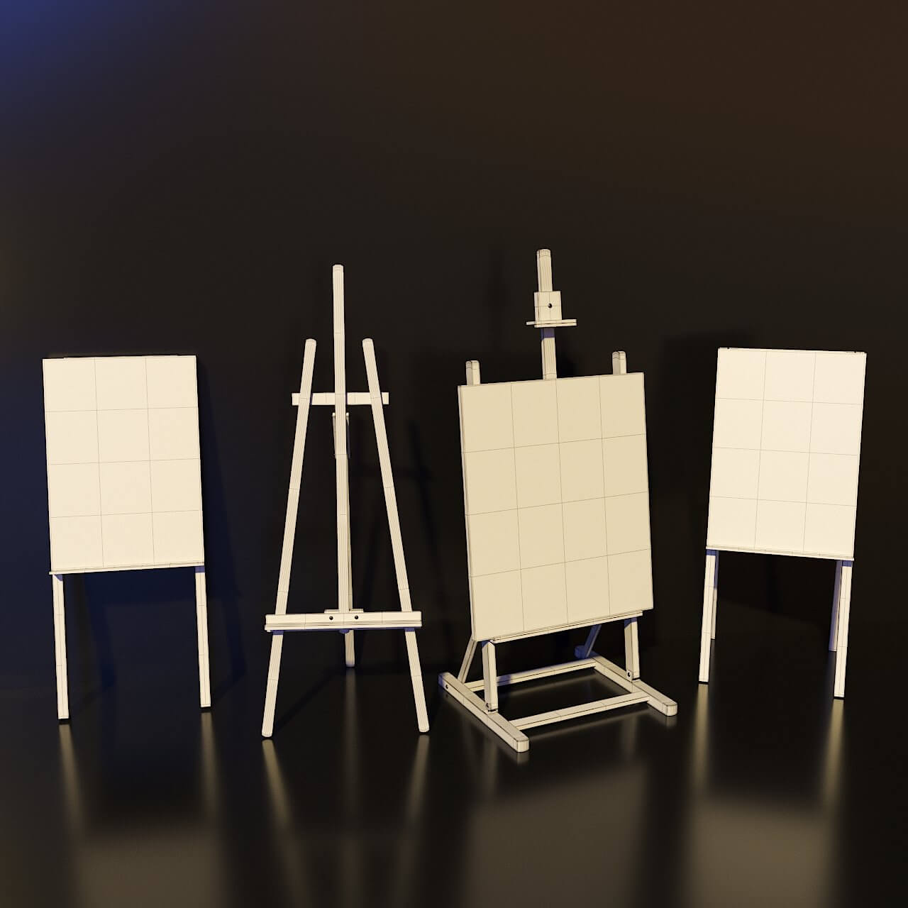 Artist Studio Easels Set 190 03 3D Model by