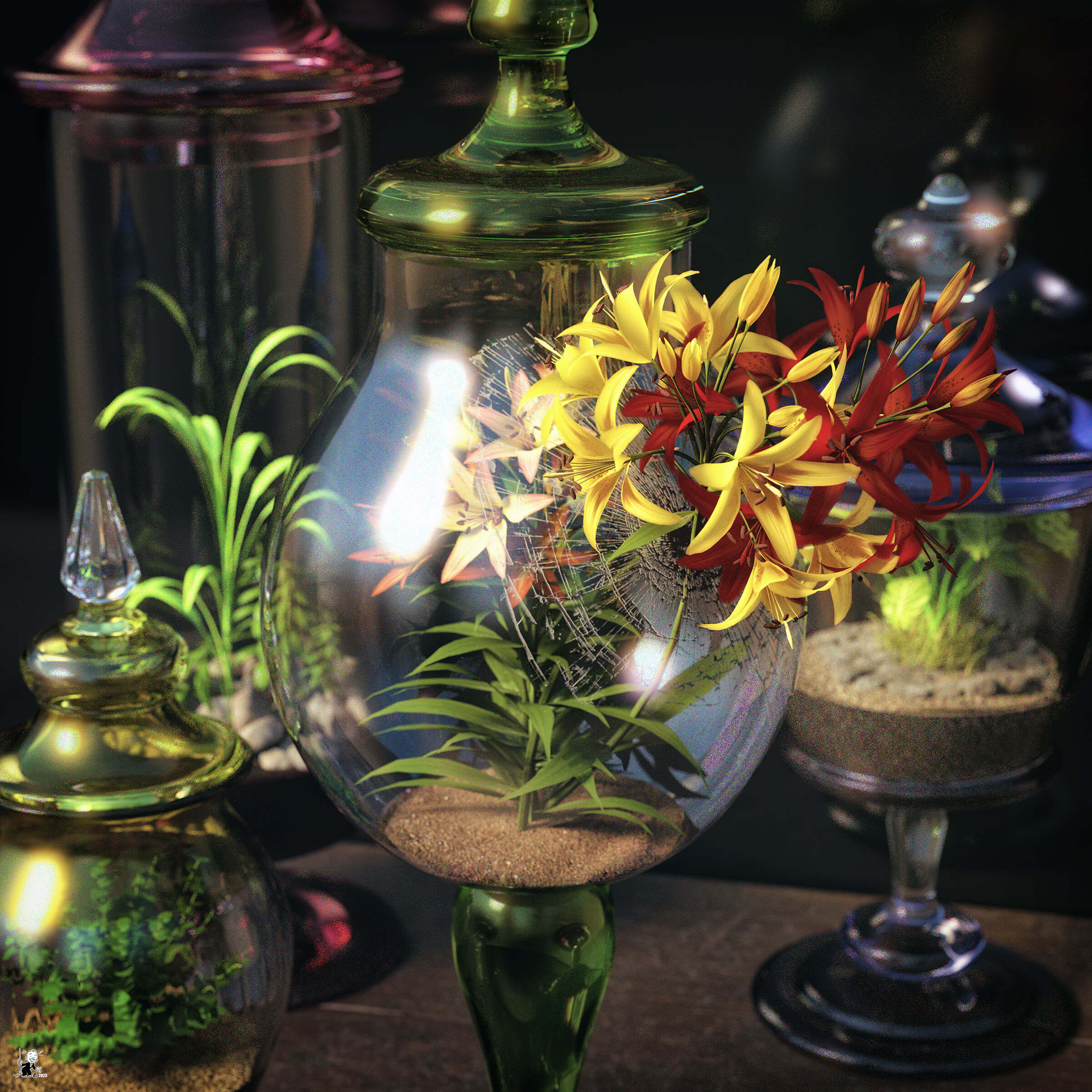 Floral escape 3D Render, Digital Art by bisonravi