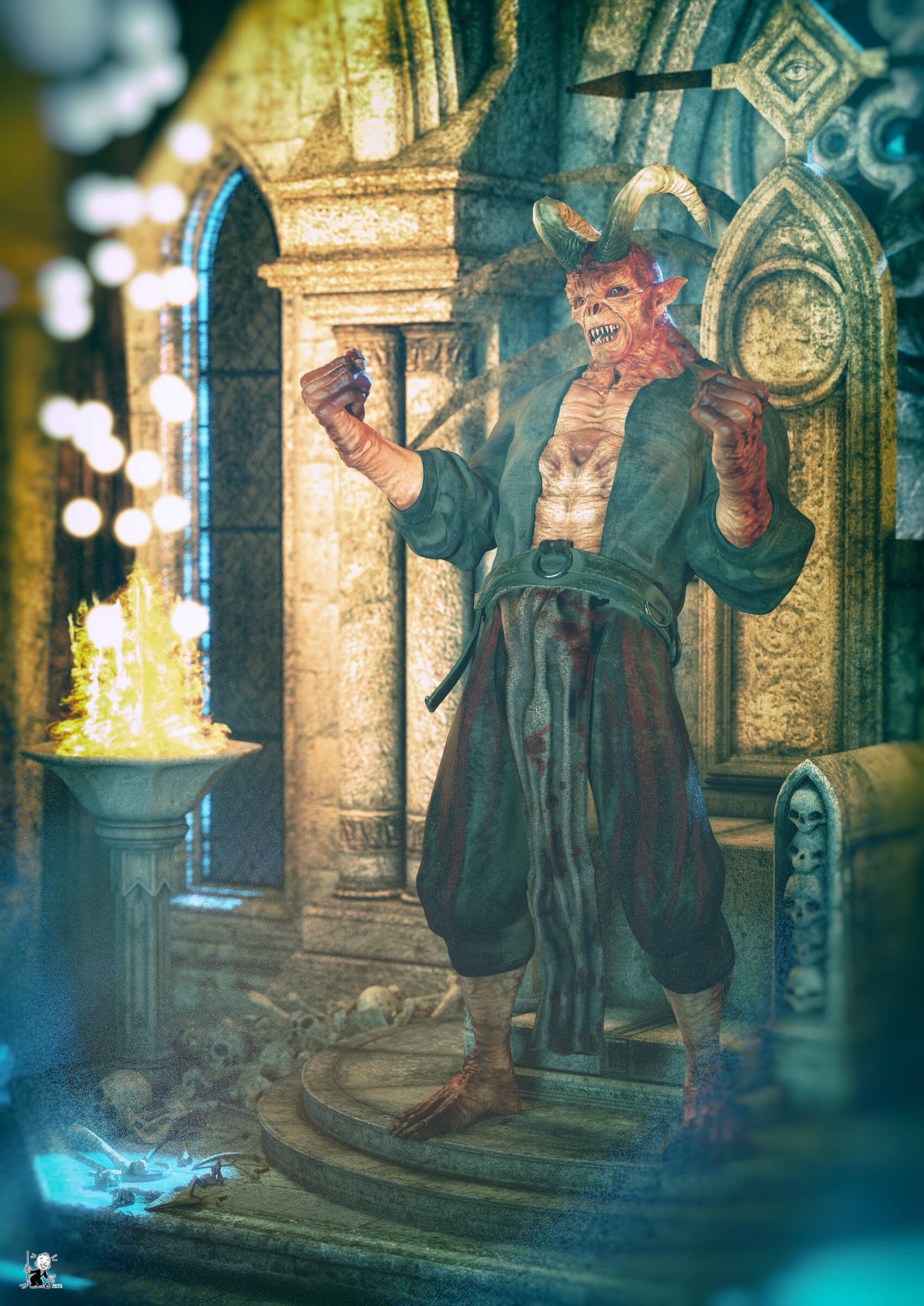 Happy Daemon 3D Render, Digital Art by bisonravi