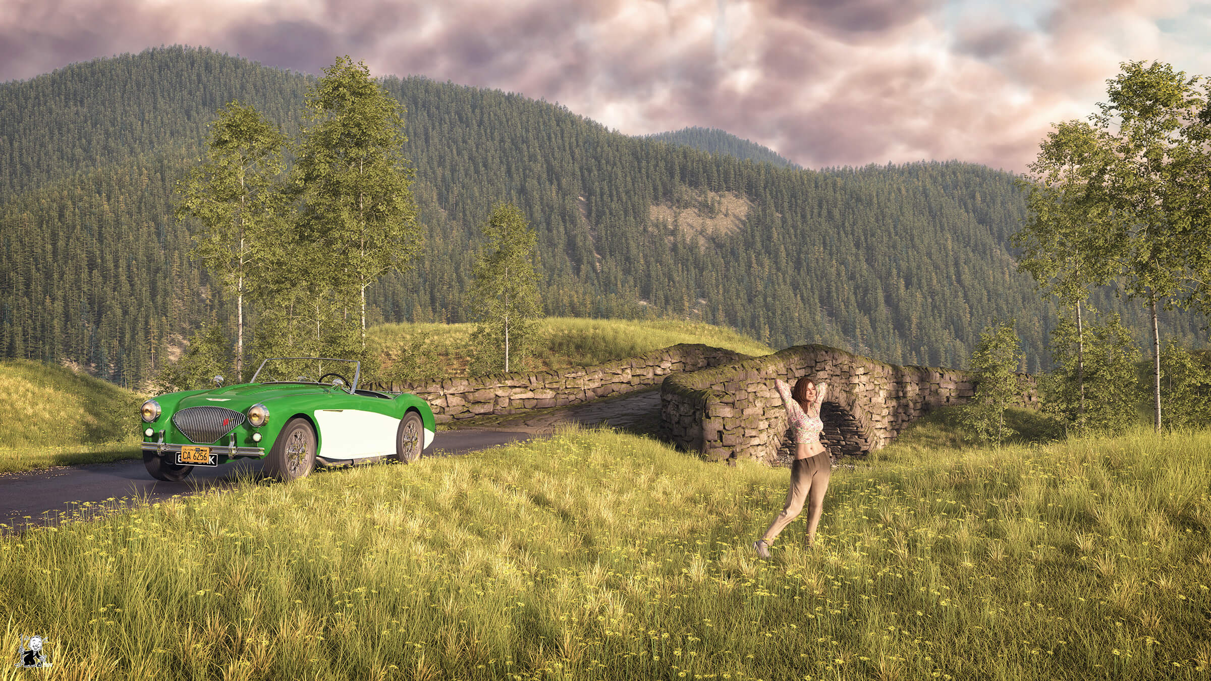 Relaxing in the countryside 3D Render, Digital Art by bisonravi