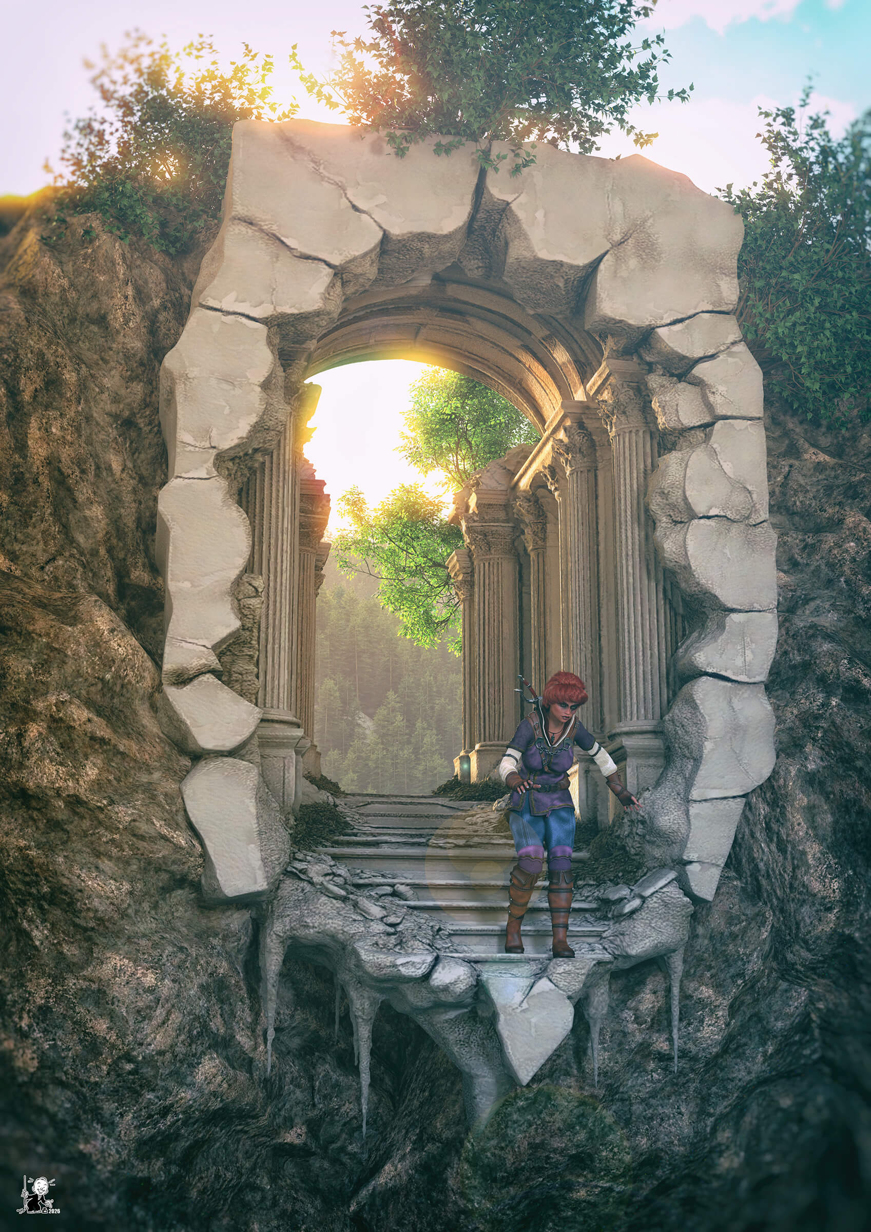 The Dead-End Temple 3D Render, Digital Art by bisonravi