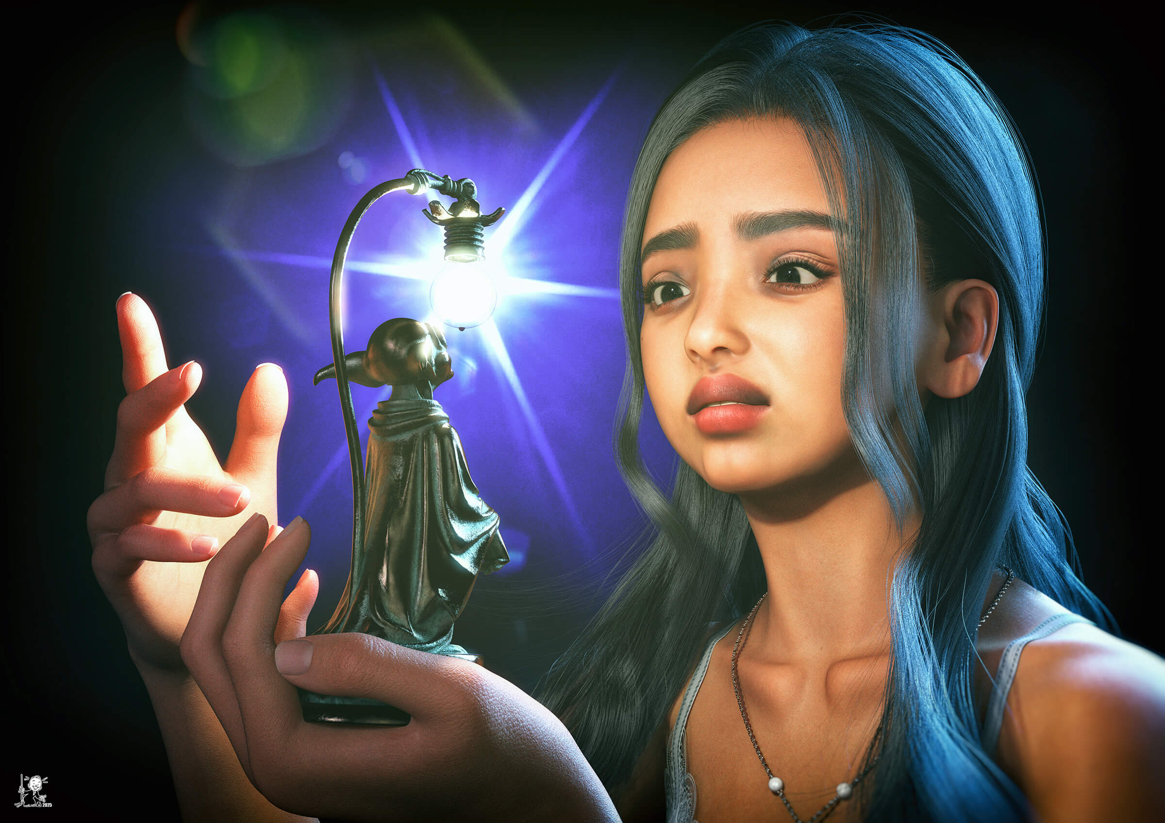 The Mysterious Lamp 3D Render, Digital Art by bisonravi