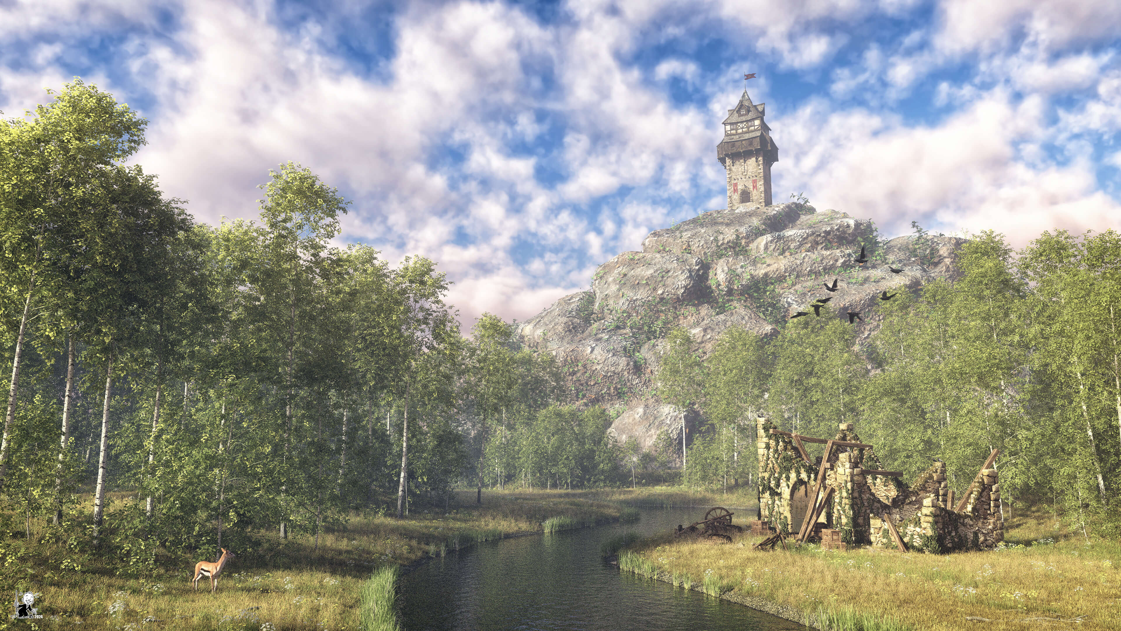The old and new tower 3D Render, Digital Art by bisonravi