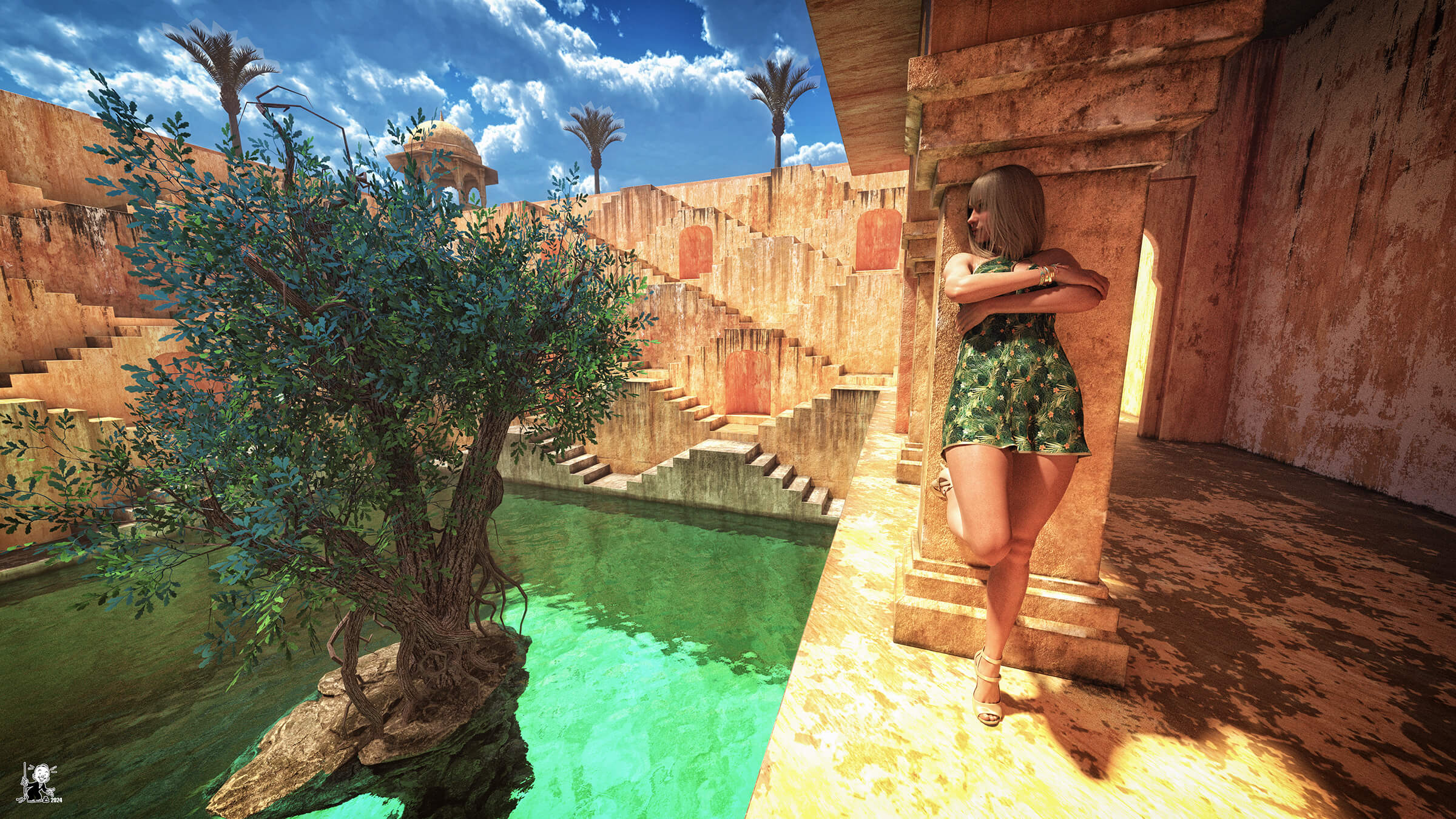 The stepwell 3D Render, Digital Art by bisonravi