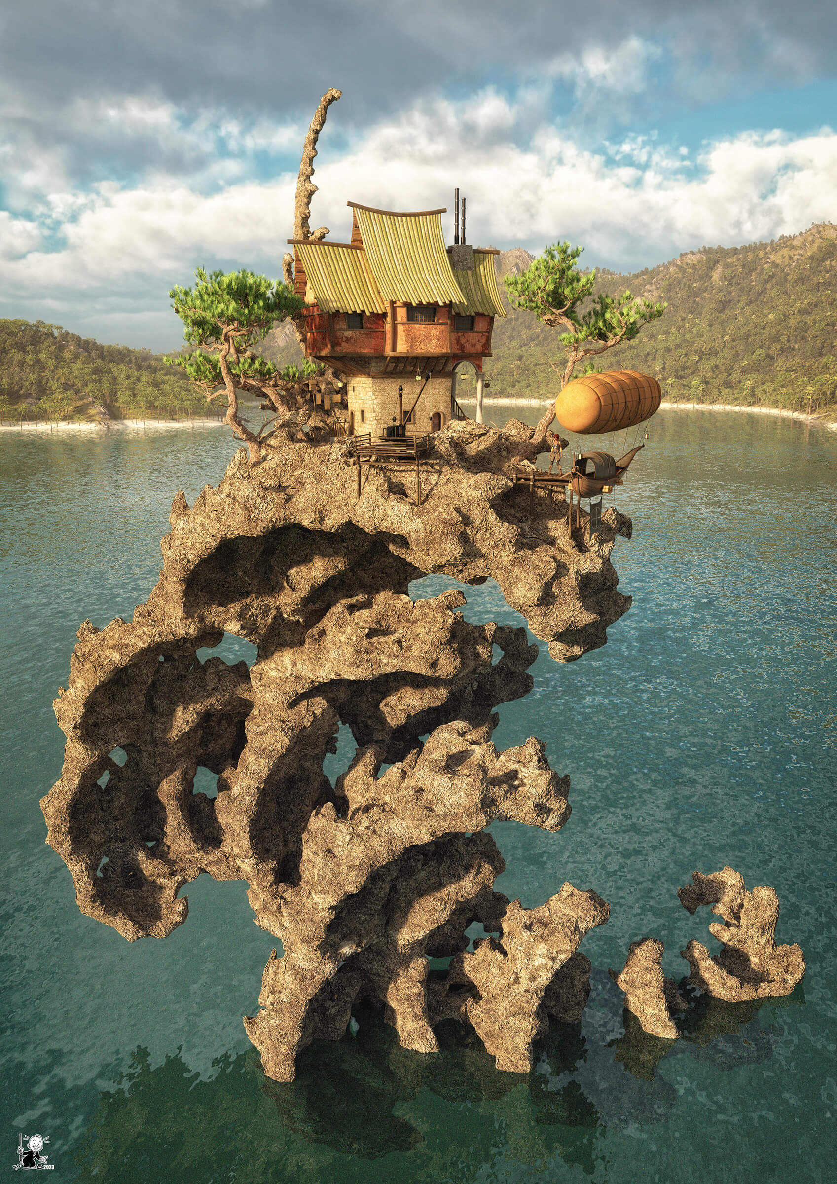 Unlikely dwellings II 3D Render, Digital Art by bisonravi