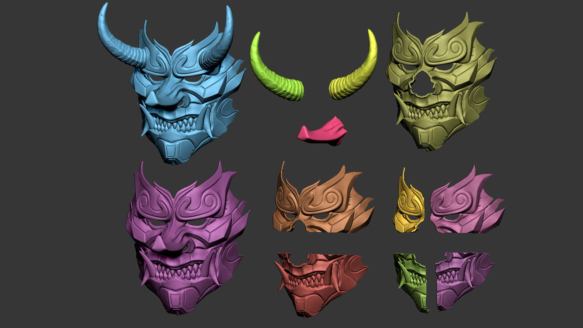 Cyber Samurai Hannya Mask Japanese Ghost Mask 3D Print Model by