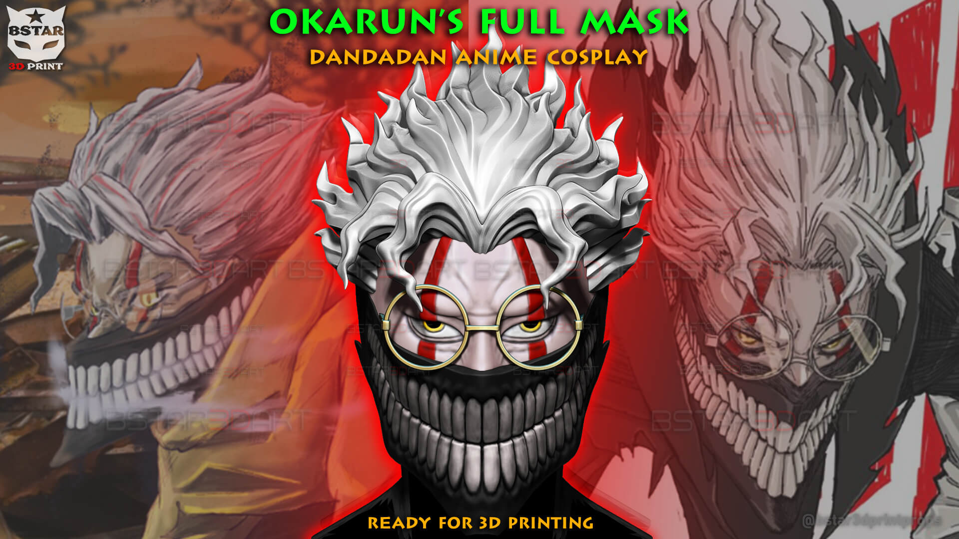 Dandadan Okarun Full Mask - Anime Cosplay 3D Model by blackstar90