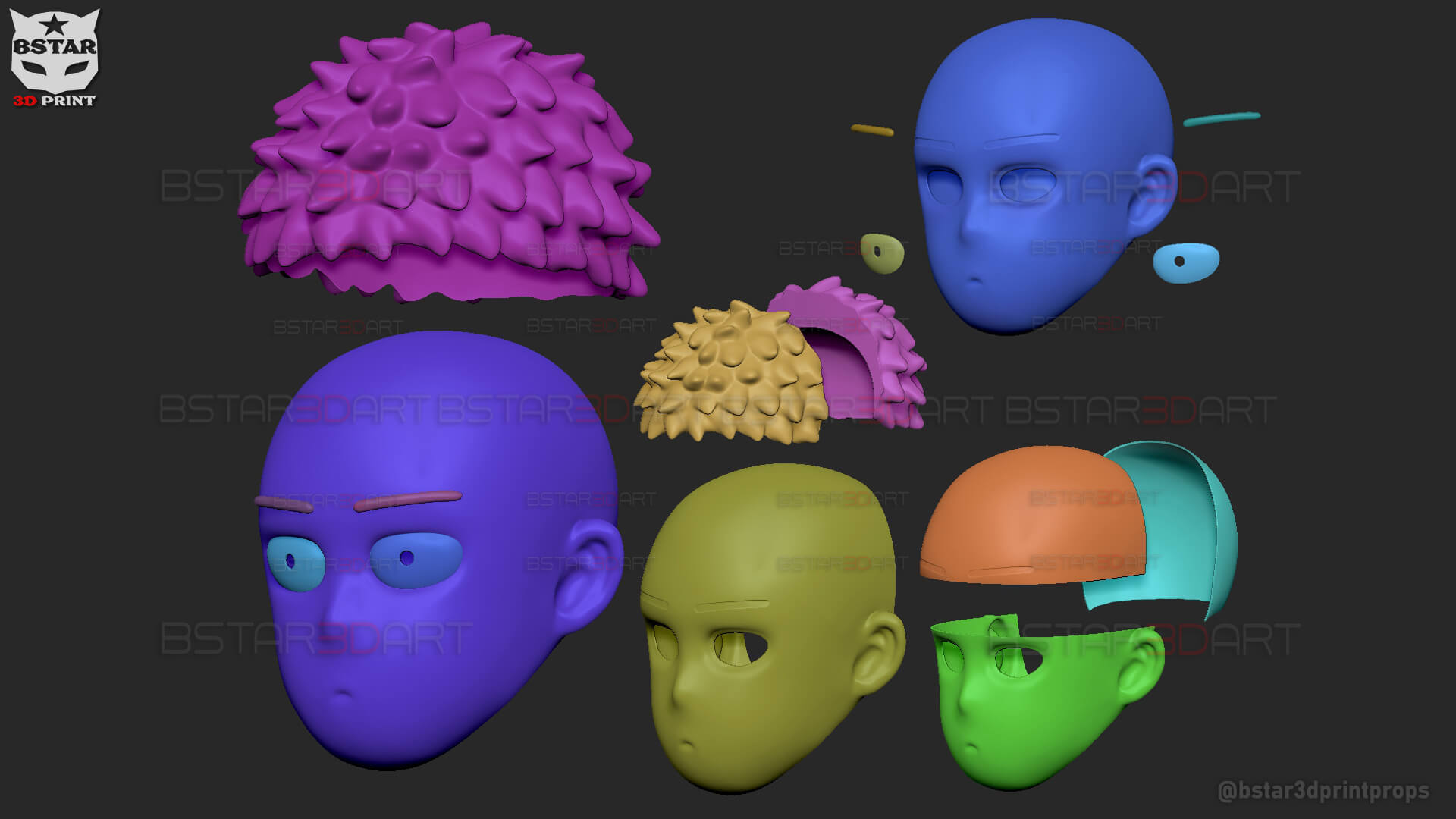 Saitama Head Mask Decor Wearable - One Punch Man Cosplay 3D Model by ...