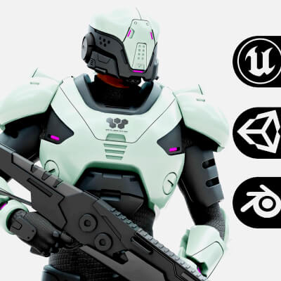 Cyborg Sol-10 Auto-Rig Pro Rigged for Mixamo Unreal Engine