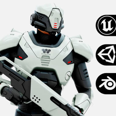 Cyborg Sol-20 Auto-Rig Pro Rigged for Mixamo Unreal Engine