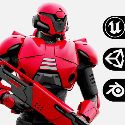 Cyborg Sol-30 Auto-Rig Pro Rigged For Mixamo Unreal Engine