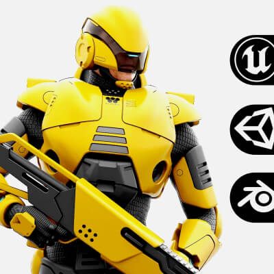 Cyborg SOL-40 Auto-Rig Pro Rigged for mixamo Unreal Engine
