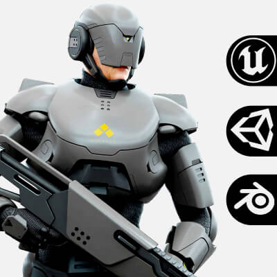 Cyborg Sol-80 Auto-Rig Pro Rigged for Mixamo Unreal Engine