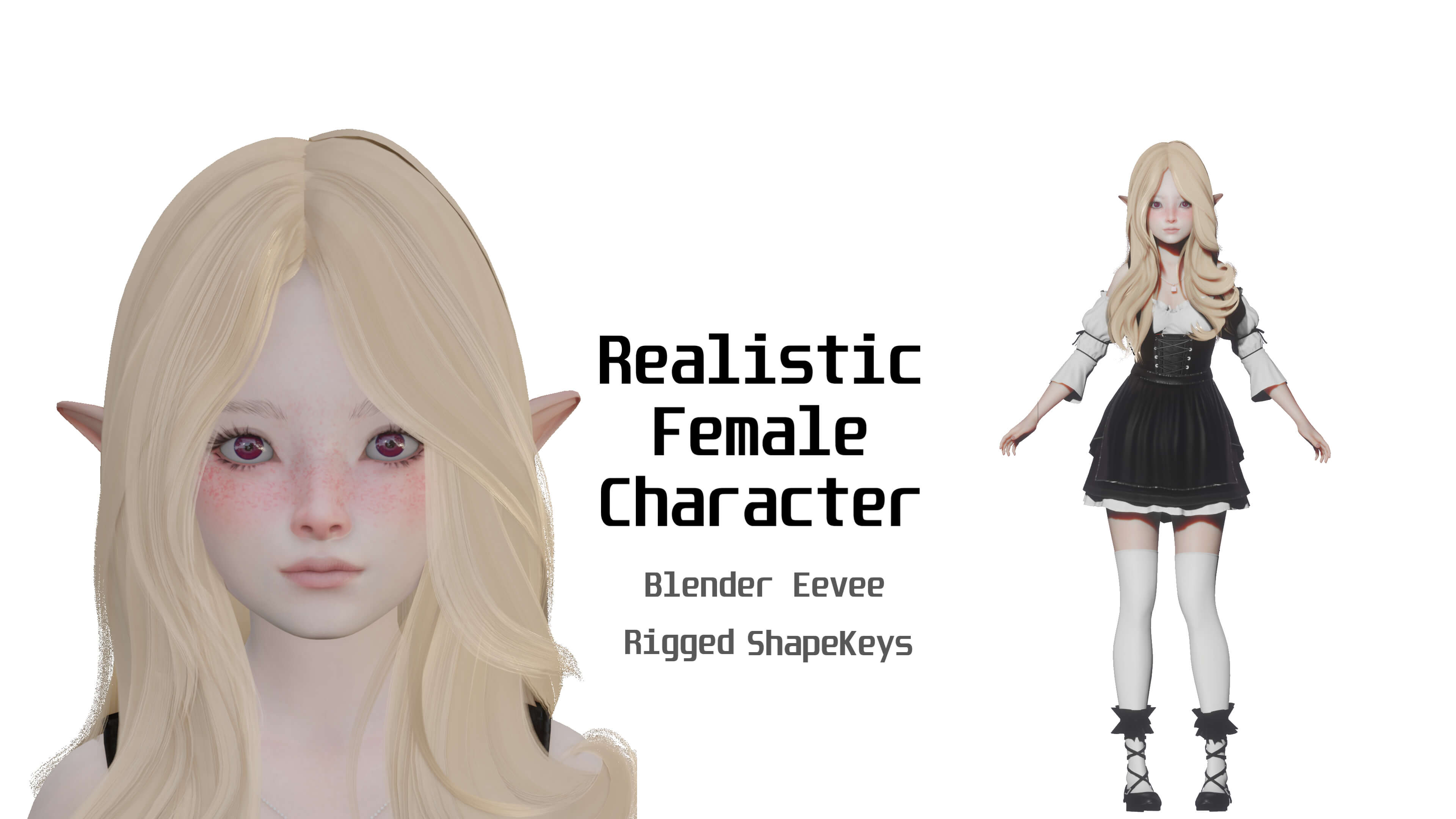 Elf Realistic Female Character Blender Eevee Unreal En 3D Model