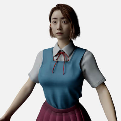 Asian school girl PBR 8k highdetails