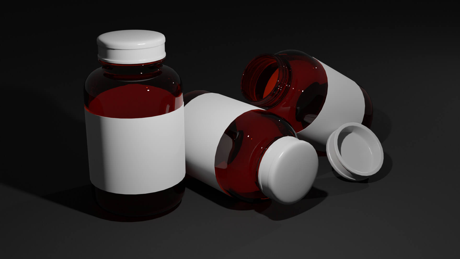 Amber Glass Pill Bottle 3D Model by BlueChris206