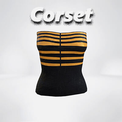 Black Corset With Stripes For Genesis 8/9 Female