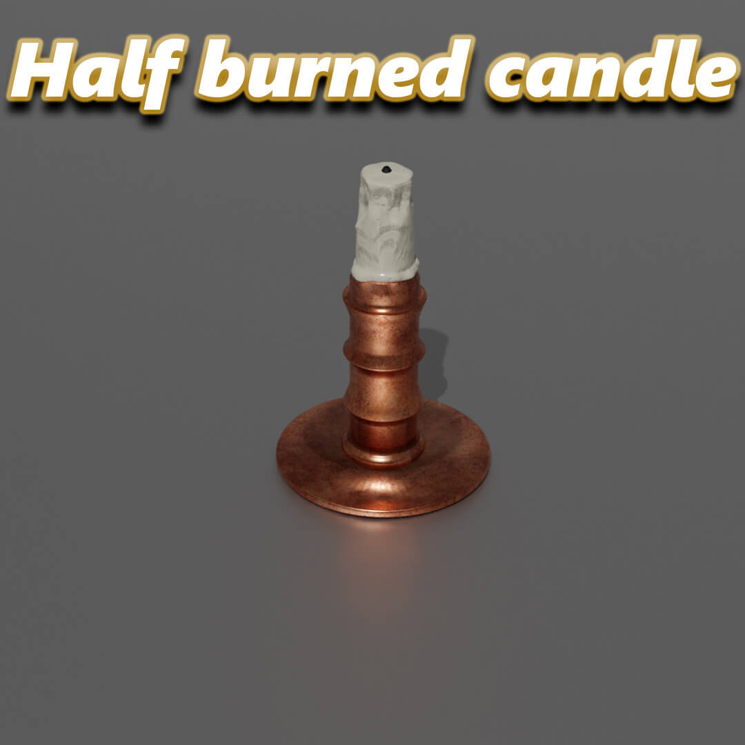 Half Burned Candle in Candlestick Daz Content by BoBo3D