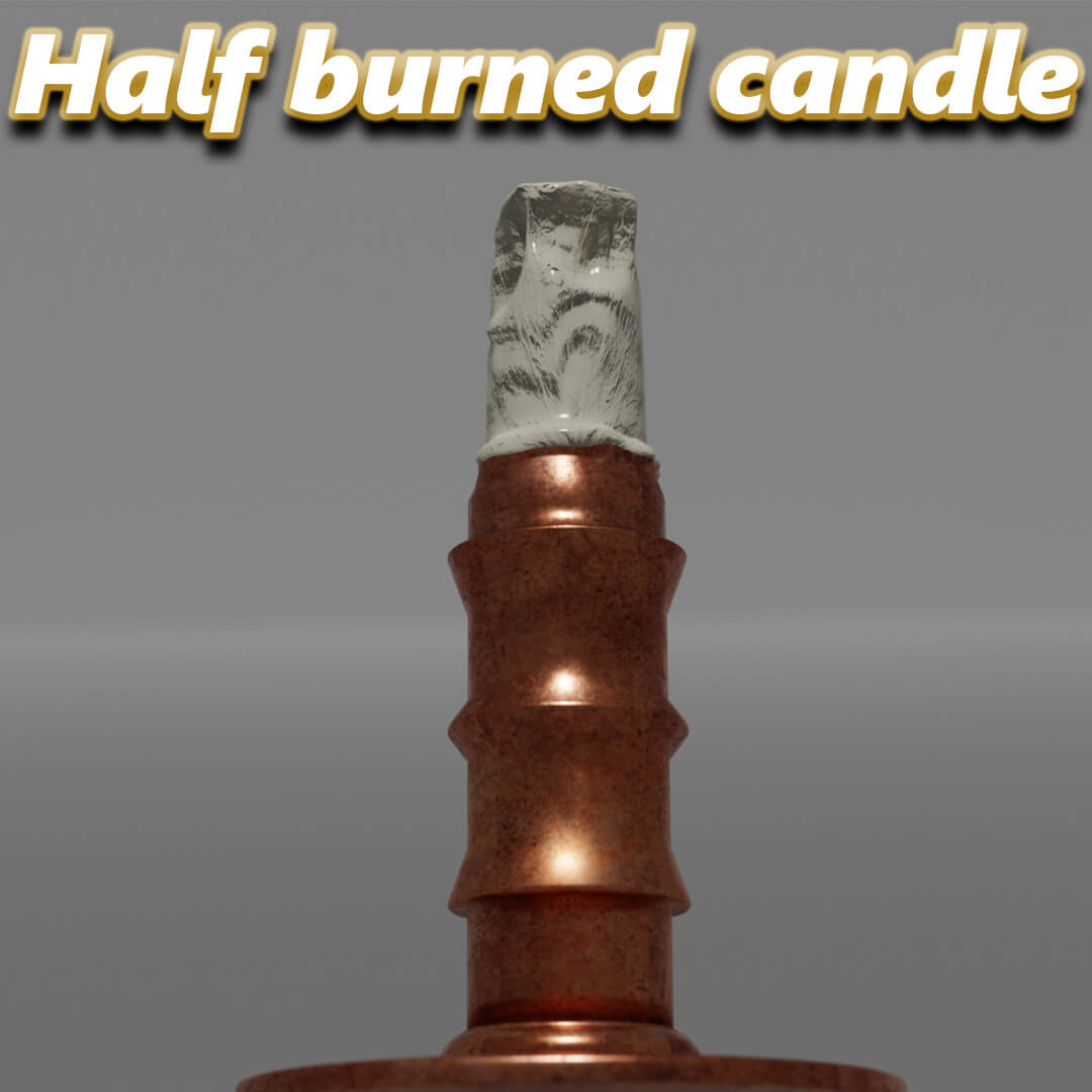 Half Burned Candle in Candlestick Daz Content by BoBo3D