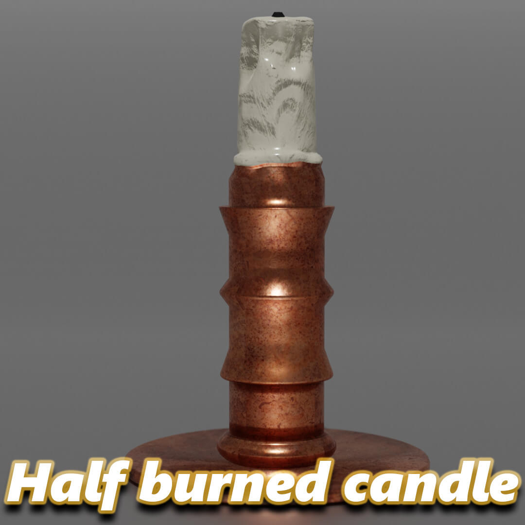 Half Burned Candle in Candlestick Daz Content by BoBo3D