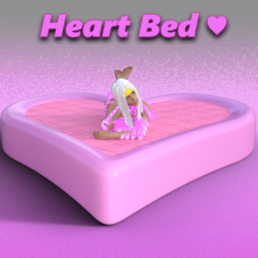 Pink Heart Bed Daz Content by BoBo3D