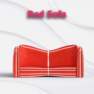 Red Sofa With White Stripes
