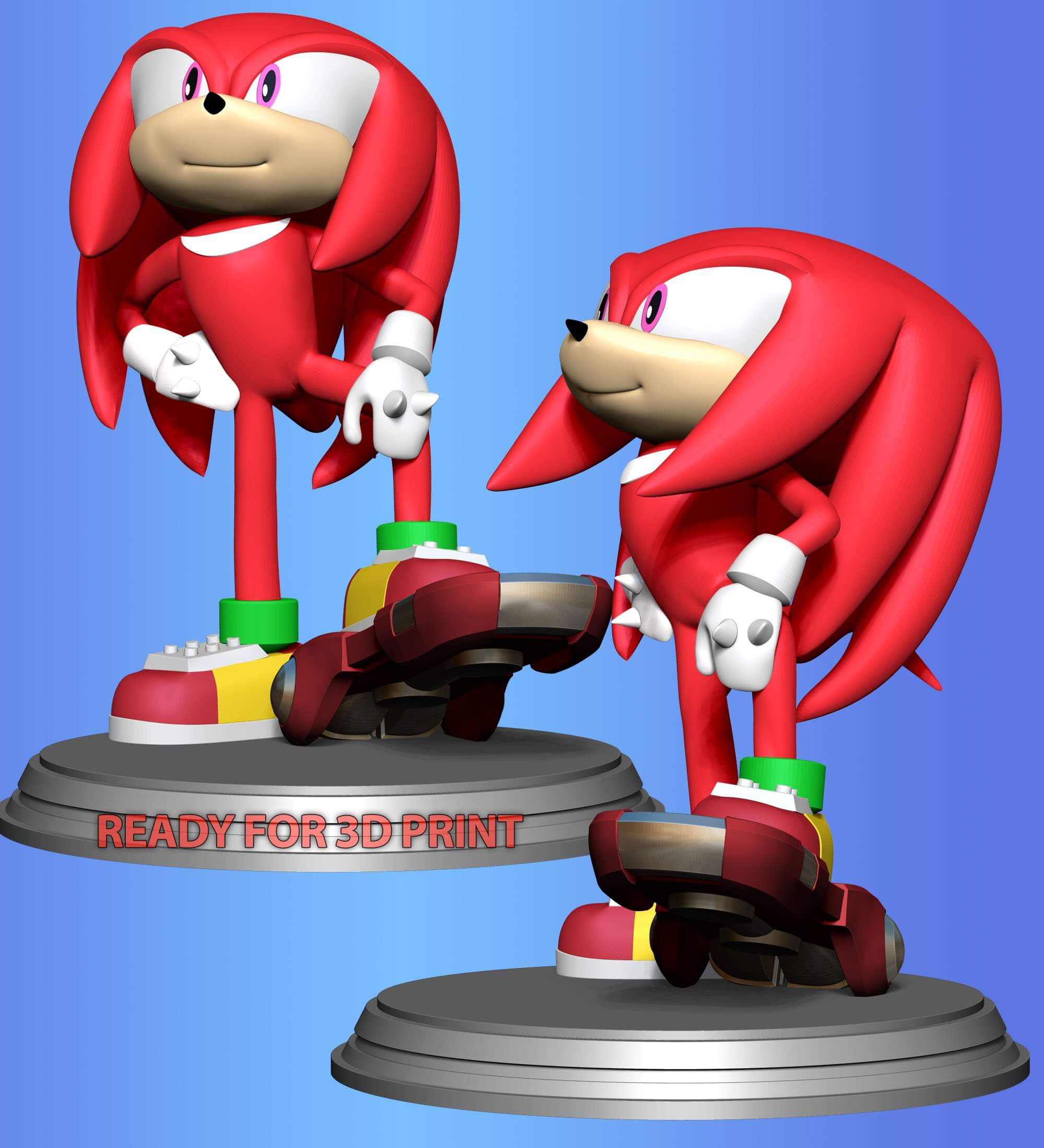 Knuckles Sonic The Hedgehog 2 Fanart 3D Print Model by Bon Bon Art