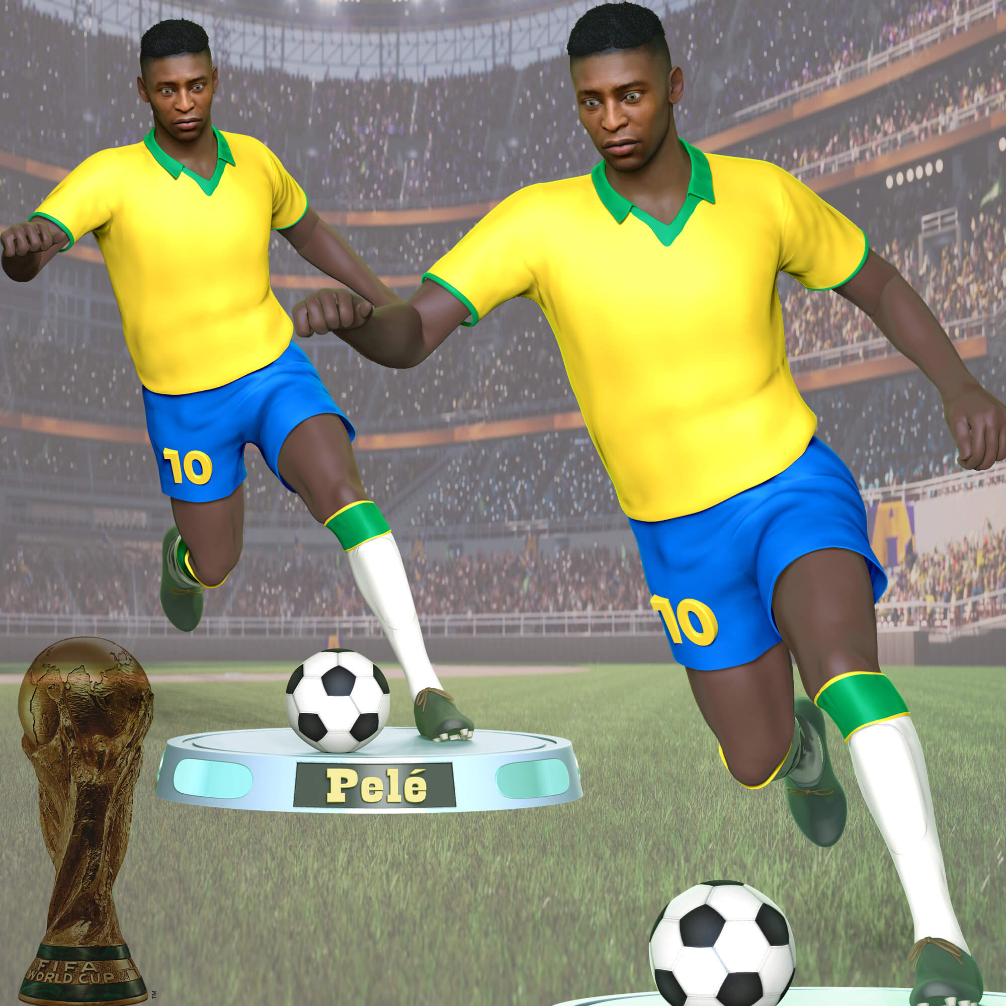 Pele King of Football 3D Print Model by Bon Bon Art