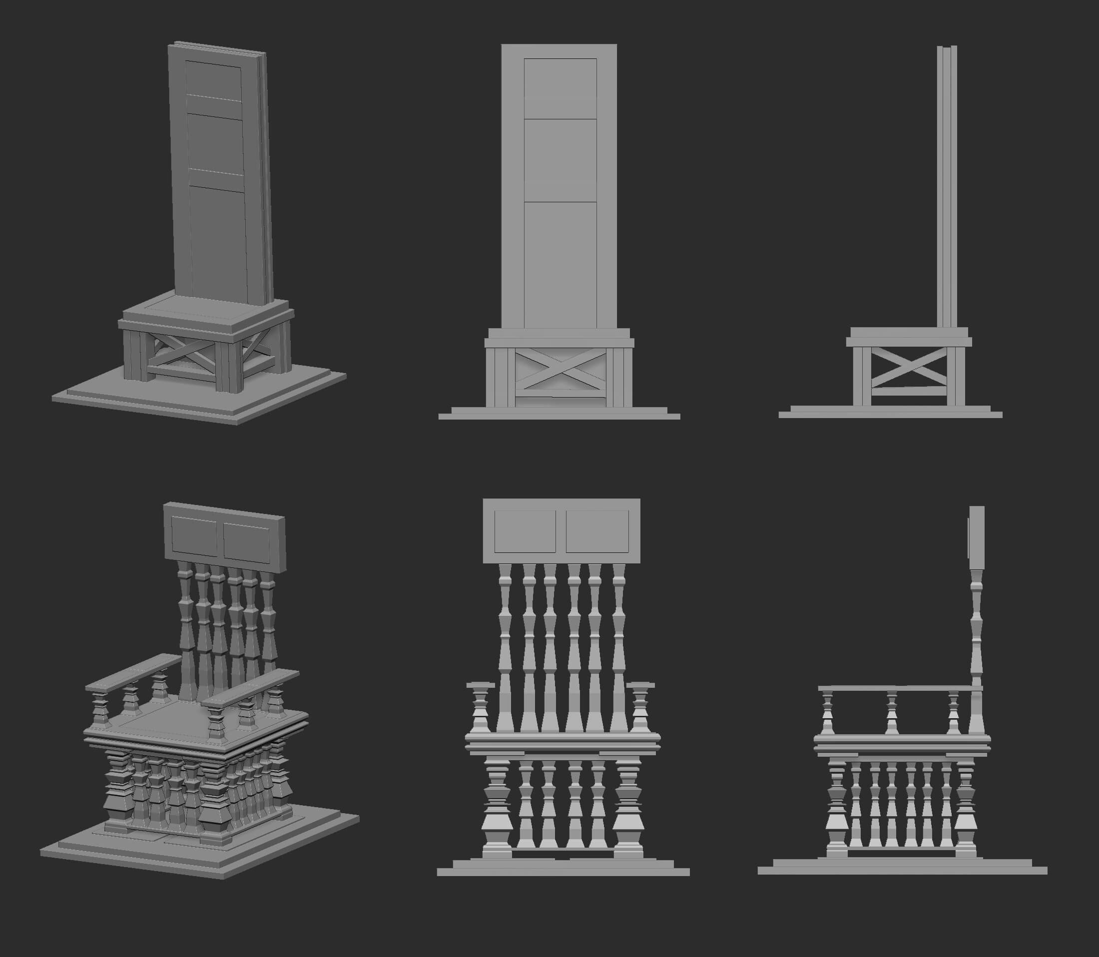 25 Low Poly Royal Thrones Chairs Furniture IMM Brush Zbrush by