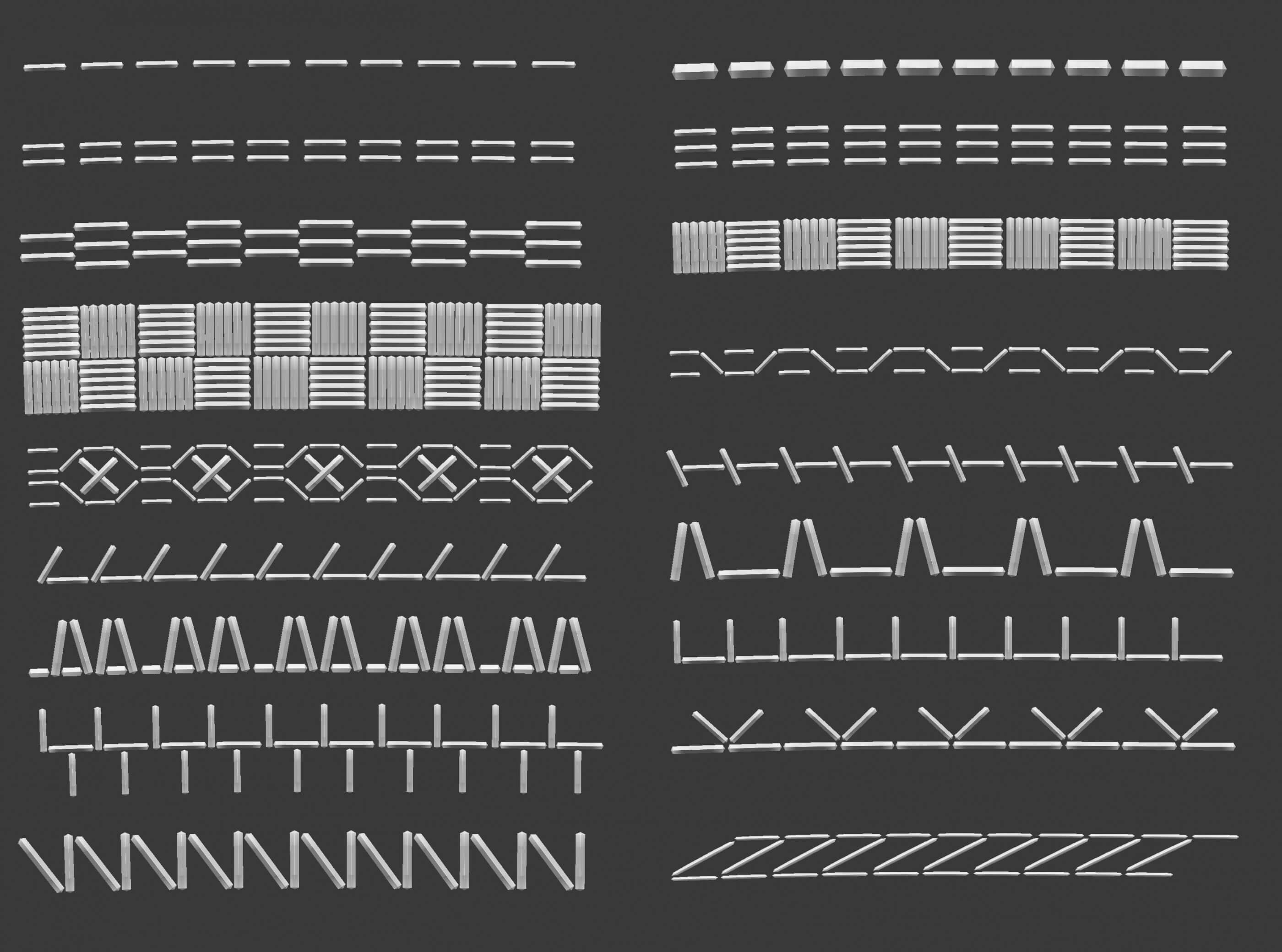 70 Low Poly Stitch and Seams Ornament Zbrush IMM Brush by breakermaximus