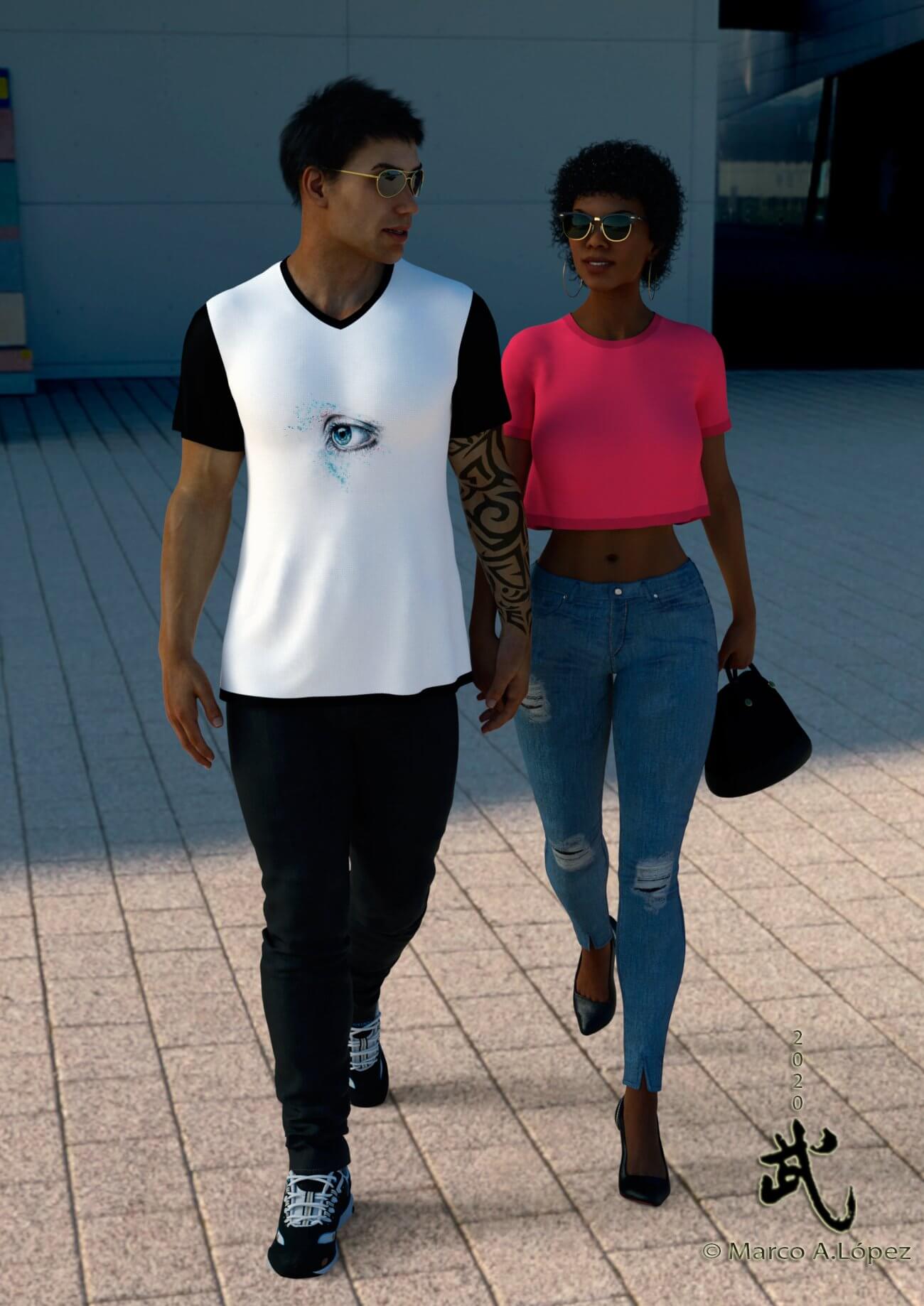 Walking in the City 3D Render, Digital Art by bu_es