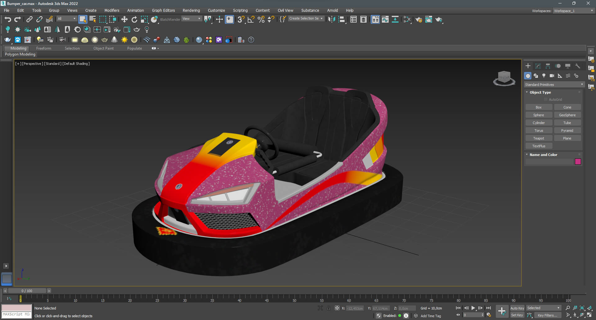 Bumper Car Pink 3D Model by Cactus3D